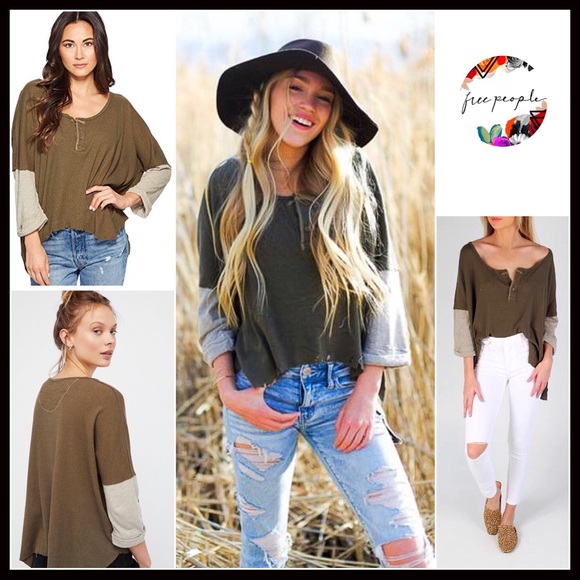 Free People Tops - FREE PEOPLE BOHO TOP LONG SLEEVES HENLEY TEE A2C